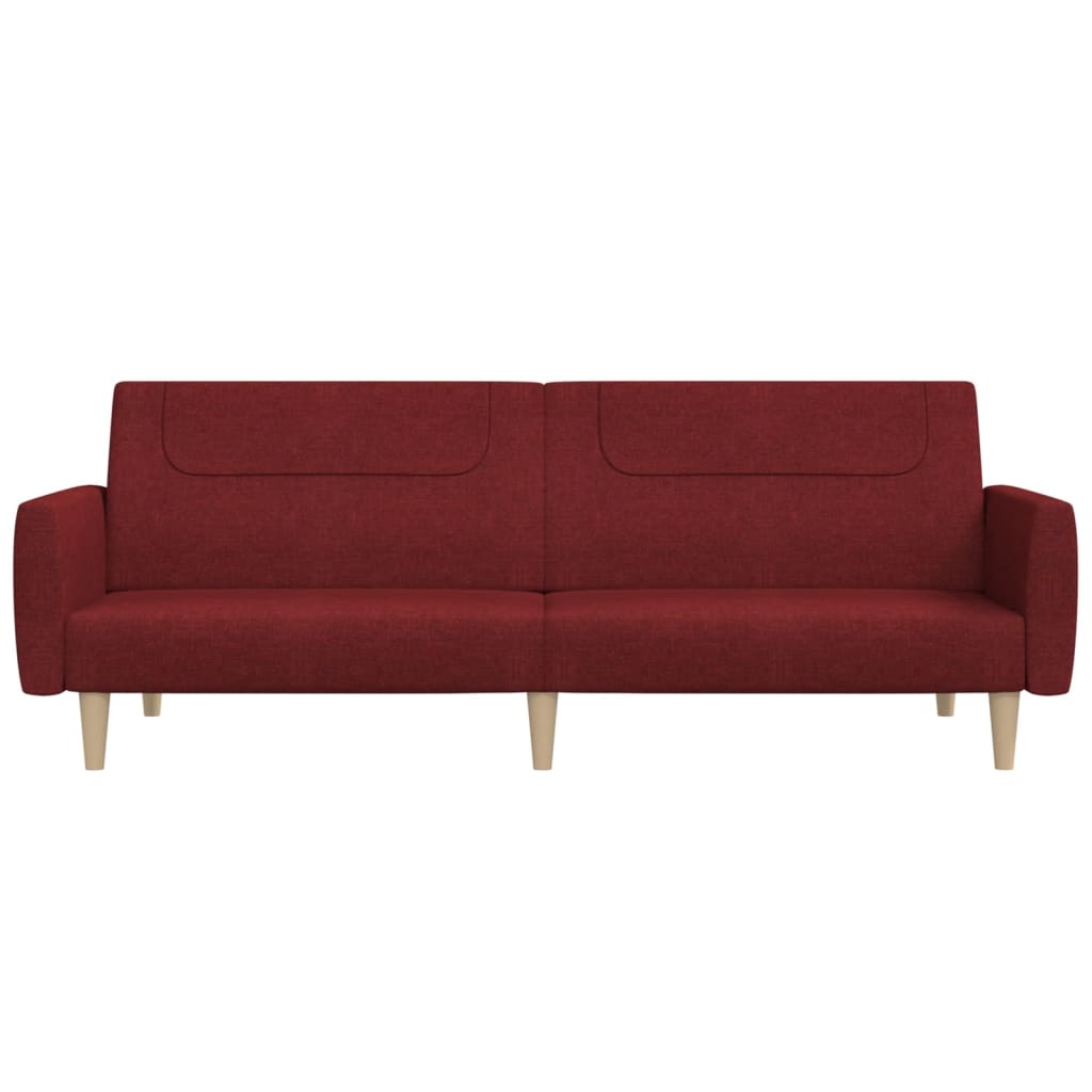 Canapé lit 2 places tissu rouge vin