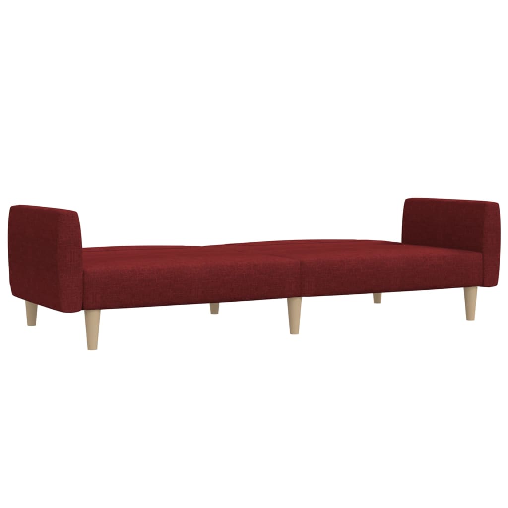 Canapé lit 2 places tissu rouge vin