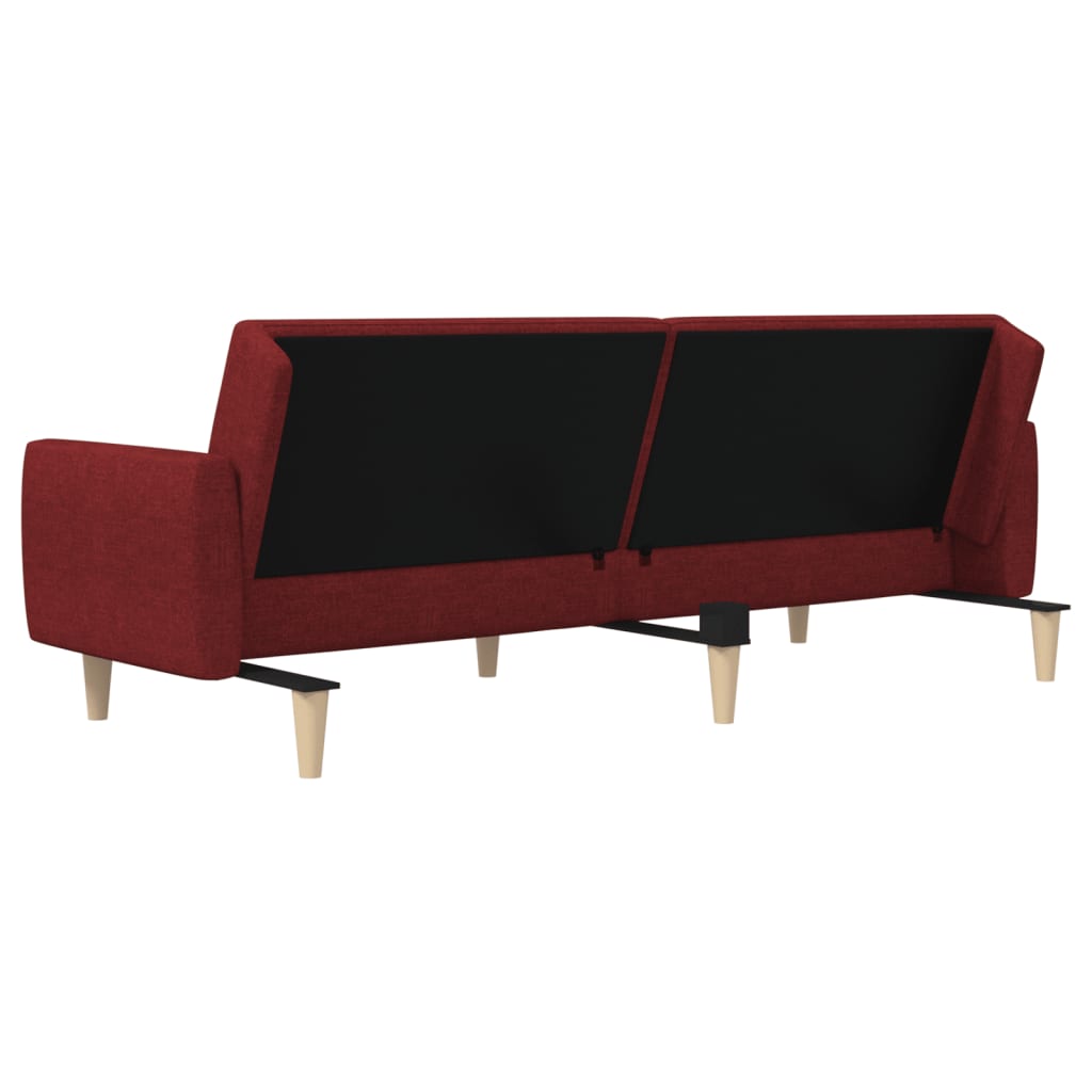 Canapé lit 2 places tissu rouge vin