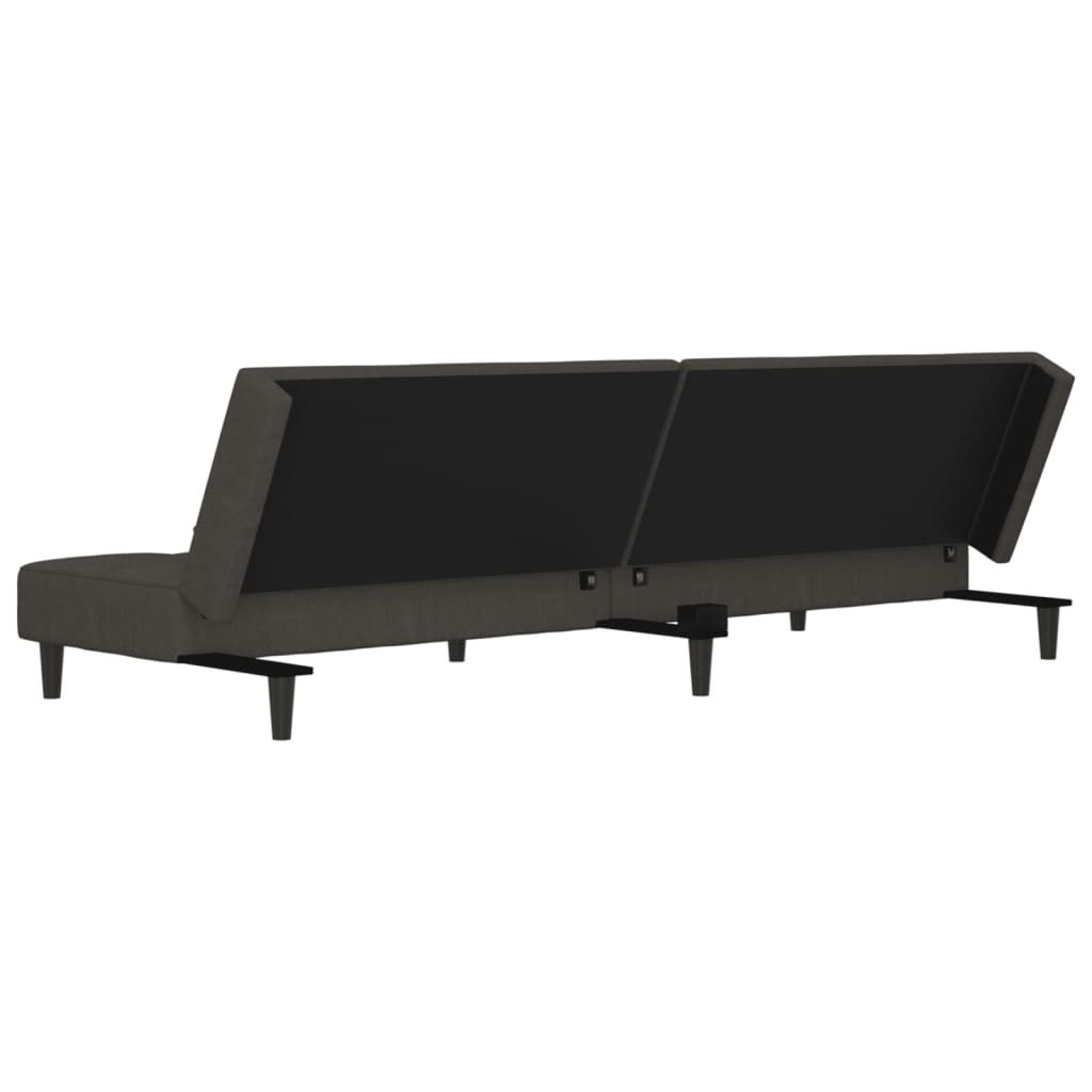 Canapé lit 2 places avec 2 coussins velours gris foncé
