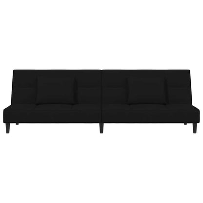 Schlafsofa 2-Sitzer mit 2 Kissen Schwarz Samt