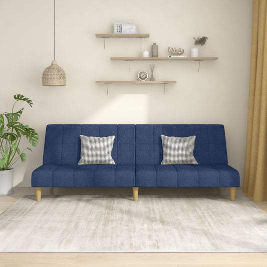 Canapé lit 2 places tissu bleu
