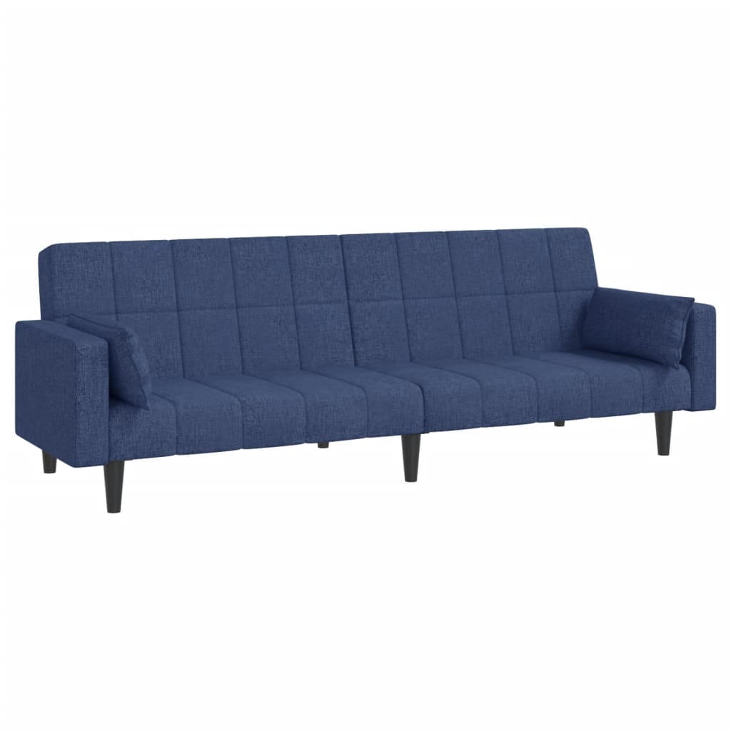 Sofa Bed 2-Seater with 2 Pillows Blue Fabric