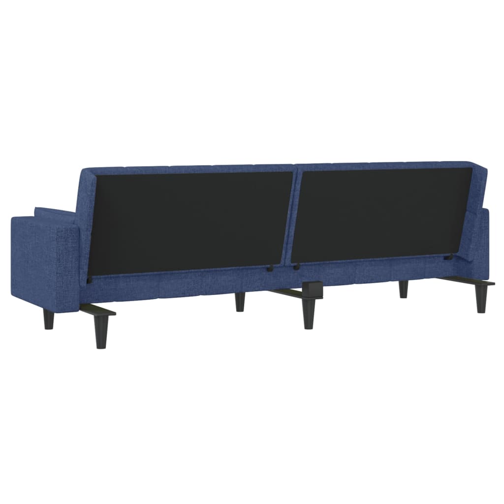 Sofa Bed 2-Seater with 2 Pillows Blue Fabric