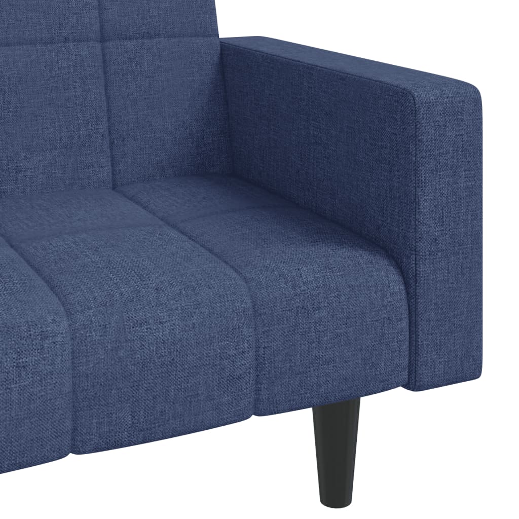 Sofa Bed 2-Seater with 2 Pillows Blue Fabric