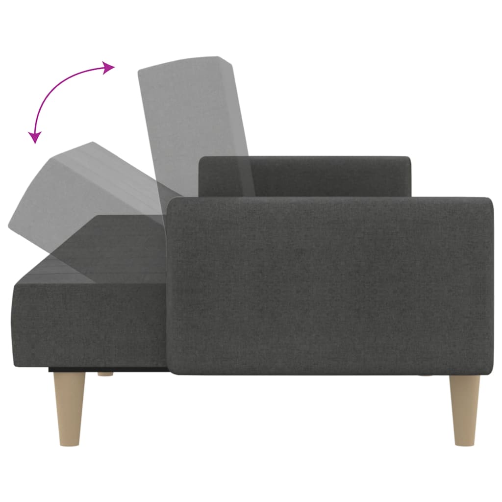 Canapé lit 2 places tissu gris foncé