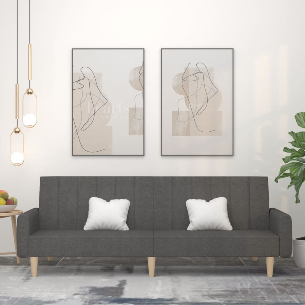 Canapé lit 2 places tissu gris foncé
