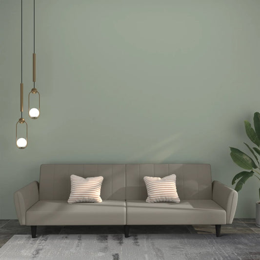 Canapé lit 2 places velours gris clair