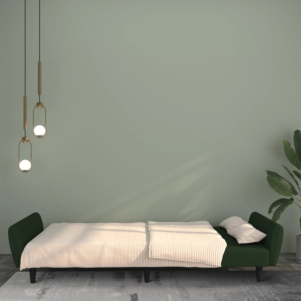 Canapé lit 2 places velours vert foncé