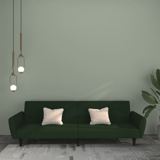 Canapé lit 2 places velours vert foncé