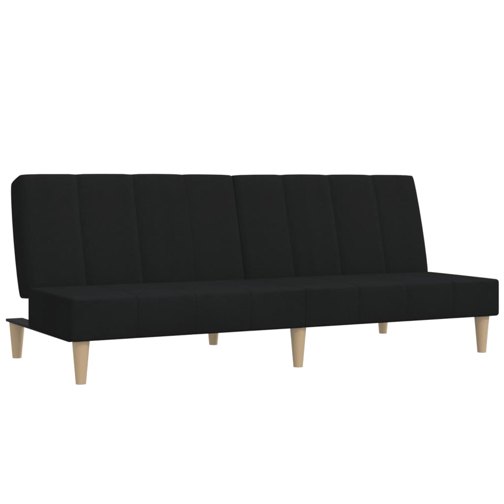Sofa Bed 2-Seater Black Fabric