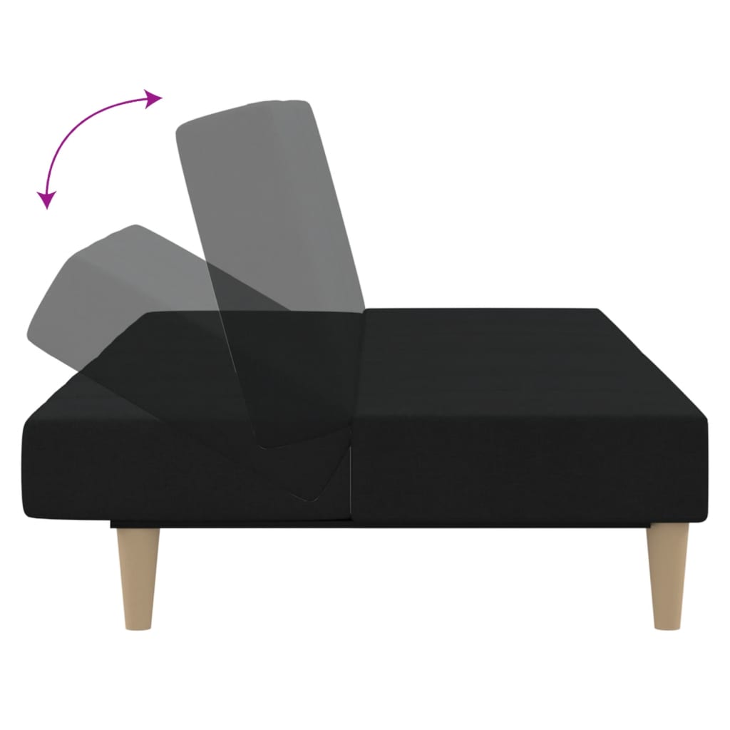 Sofa Bed 2-Seater Black Fabric