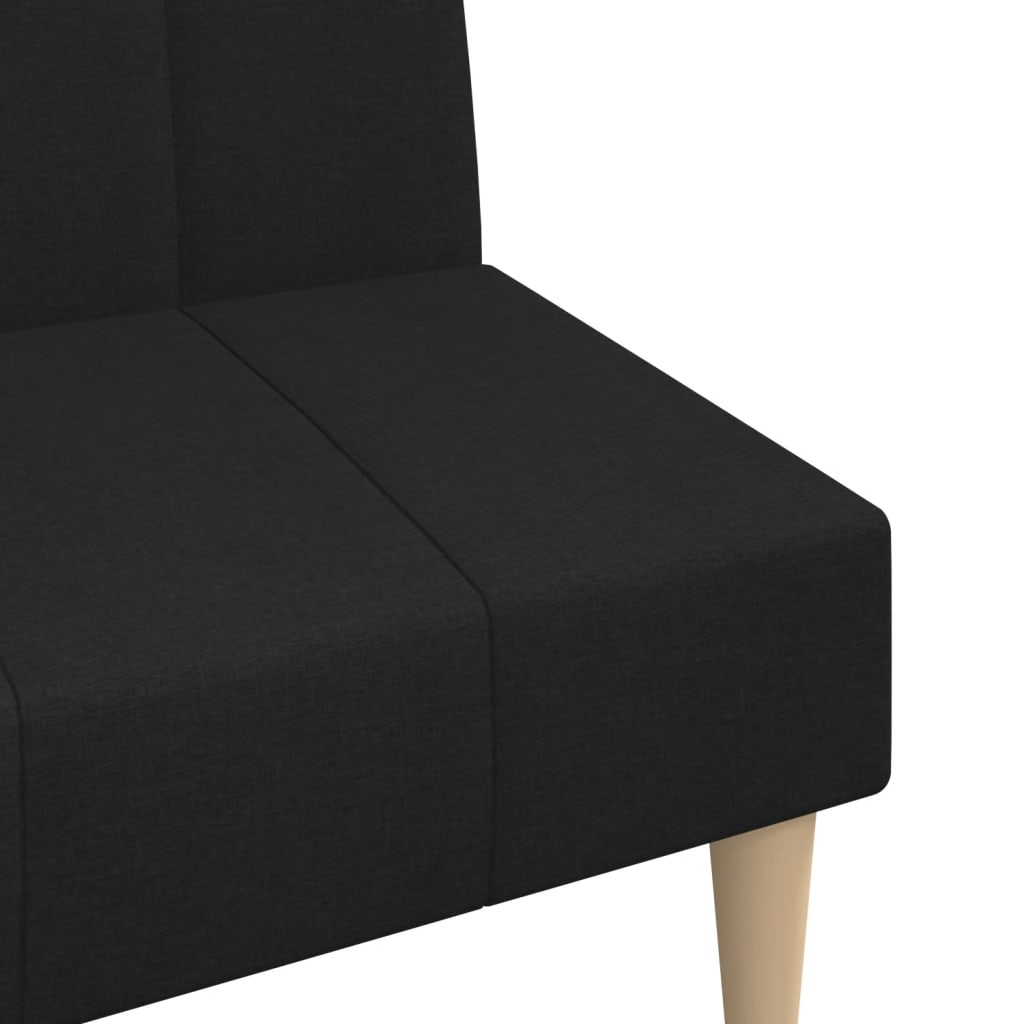 Sofa Bed 2-Seater Black Fabric
