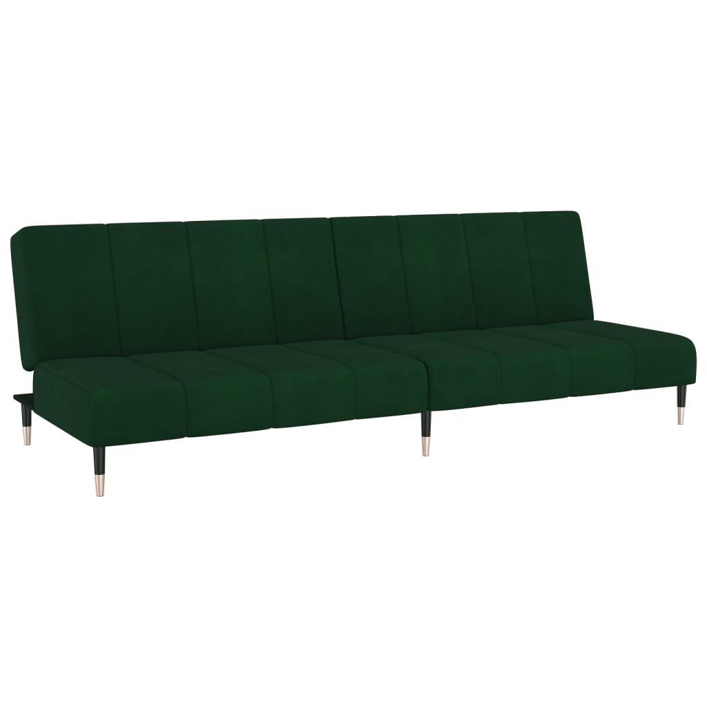 Canapé lit 2 places velours vert foncé