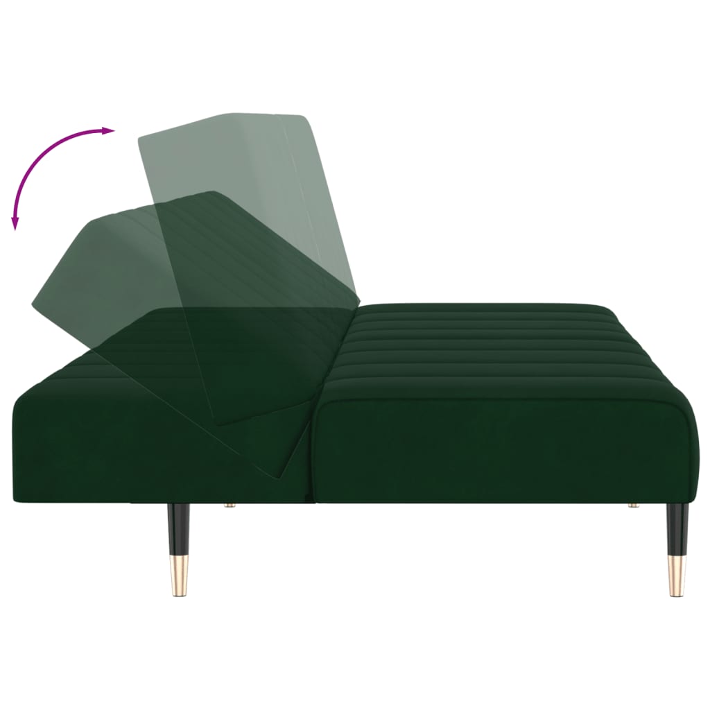 Canapé lit 2 places velours vert foncé