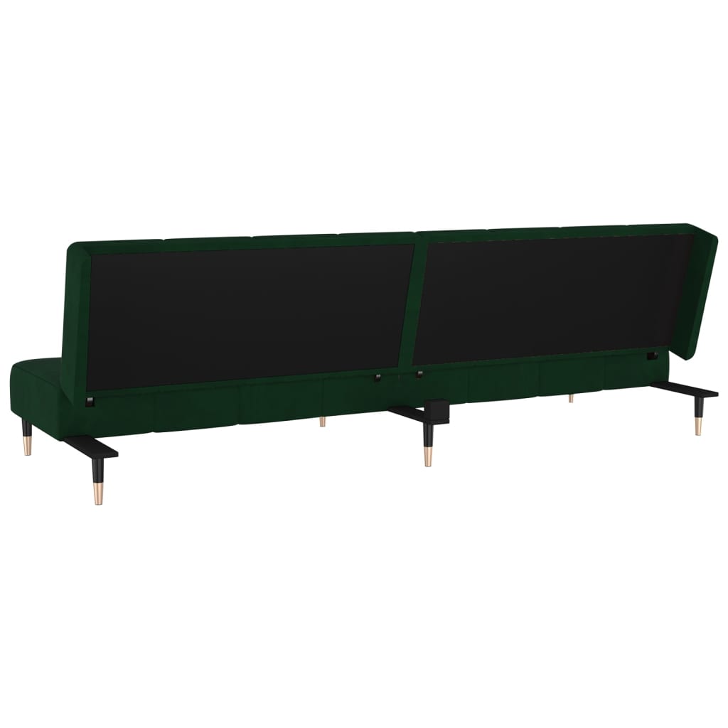 Canapé lit 2 places velours vert foncé