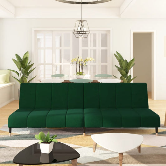 Canapé lit 2 places velours vert foncé