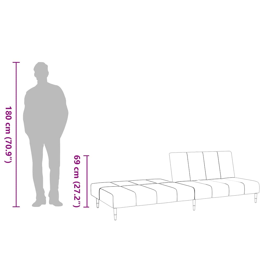 Schlafsofa 2-Sitzer Schwarz Samt