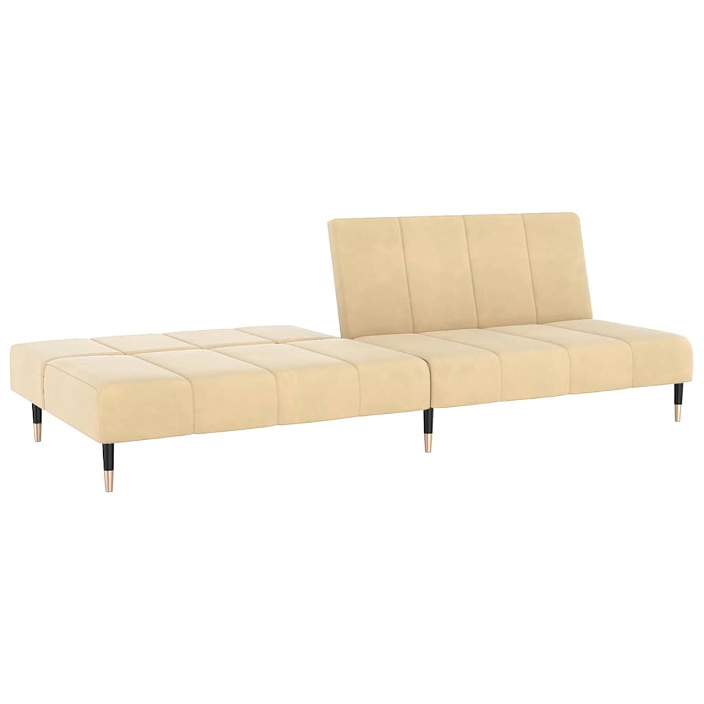 2-seater sofa bed cream velvet