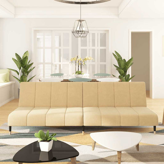 2-seater sofa bed cream velvet