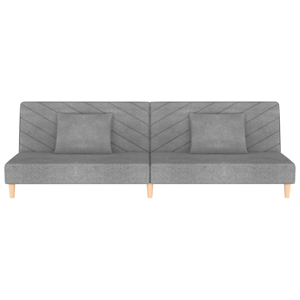 Canapé lit 2 places avec 2 coussins tissu gris clair