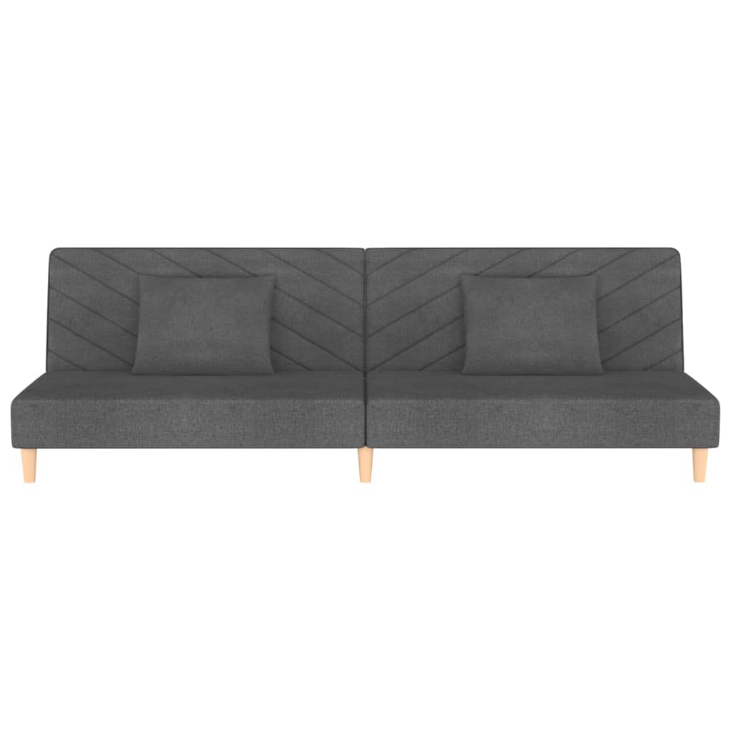 Canapé lit 2 places avec 2 coussins tissu gris foncé