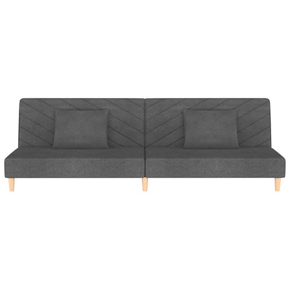 Schlafsofa 2-Sitzer mit 2 Kissen Dunkelgrau Stoff