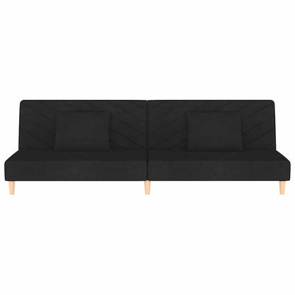 Schlafsofa 2-Sitzer mit 2 Kissen Schwarz Stoff