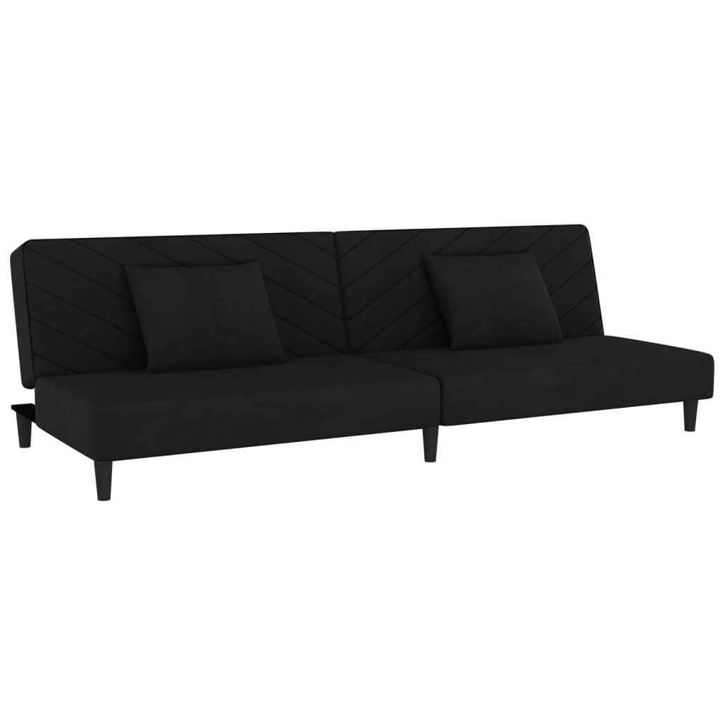 Sofa Bed 2-Seater with 2 Pillows Black Velvet