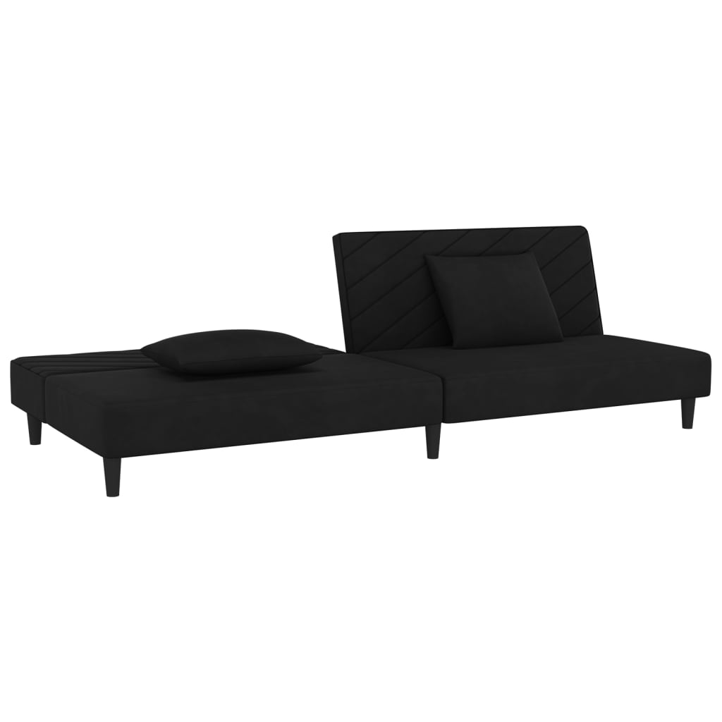 Sofa Bed 2-Seater with 2 Pillows Black Velvet