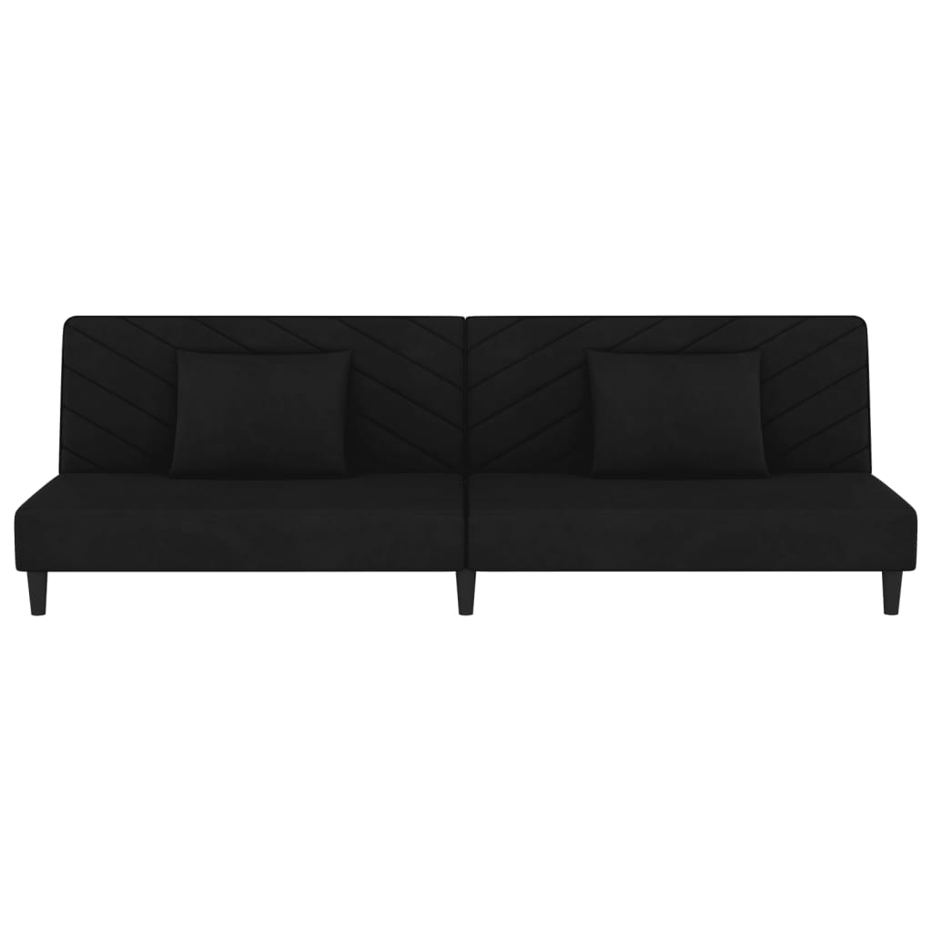 Sofa Bed 2-Seater with 2 Pillows Black Velvet