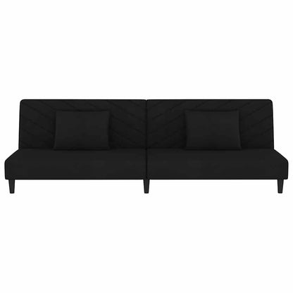 Schlafsofa 2-Sitzer mit 2 Kissen Schwarz Samt