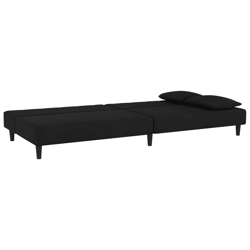 Sofa Bed 2-Seater with 2 Pillows Black Velvet