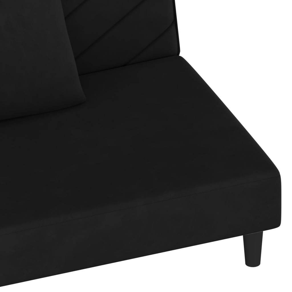 Sofa Bed 2-Seater with 2 Pillows Black Velvet