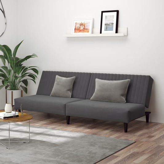 Sofa Bed 2-Seater Dark Grey Velvet