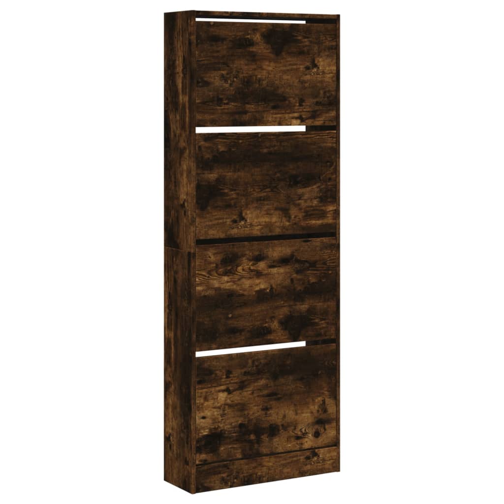 Shoe Cabinet Smoked Oak 60x21x163.5 cm Wood Material