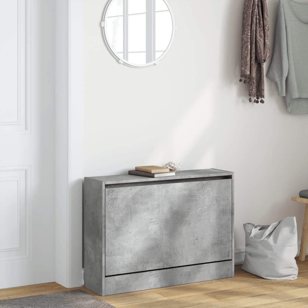 Shoe Cabinet Concrete Grey 80x21x57 cm Wood Material
