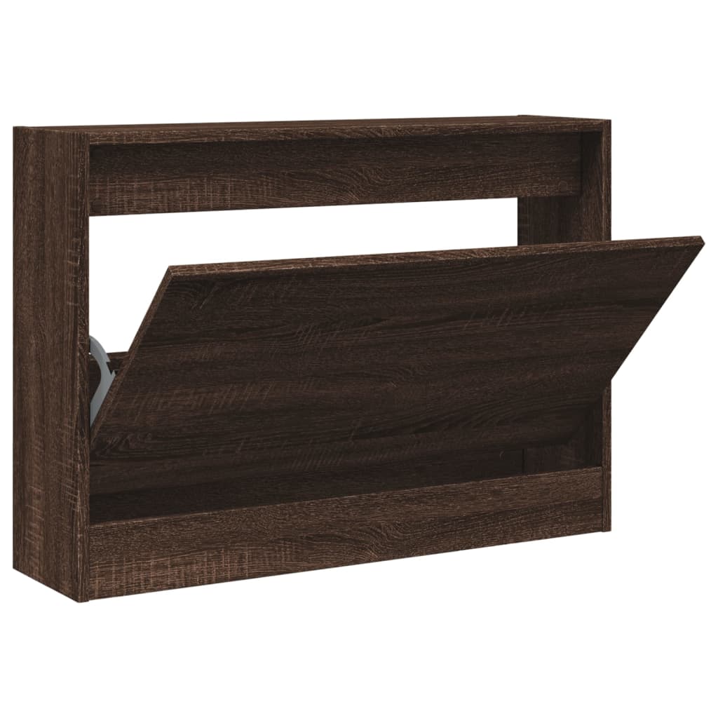 Shoe Cabinet Brown Oak Look 80x21x57 cm Wood Material