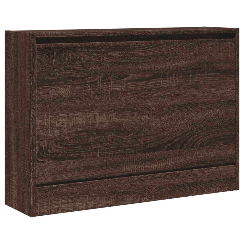 Shoe Cabinet Brown Oak Look 80x21x57 cm Wood Material