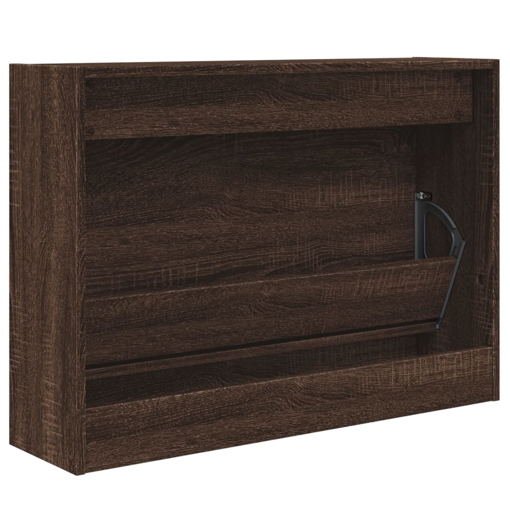 Shoe Cabinet Brown Oak Look 80x21x57 cm Wood Material