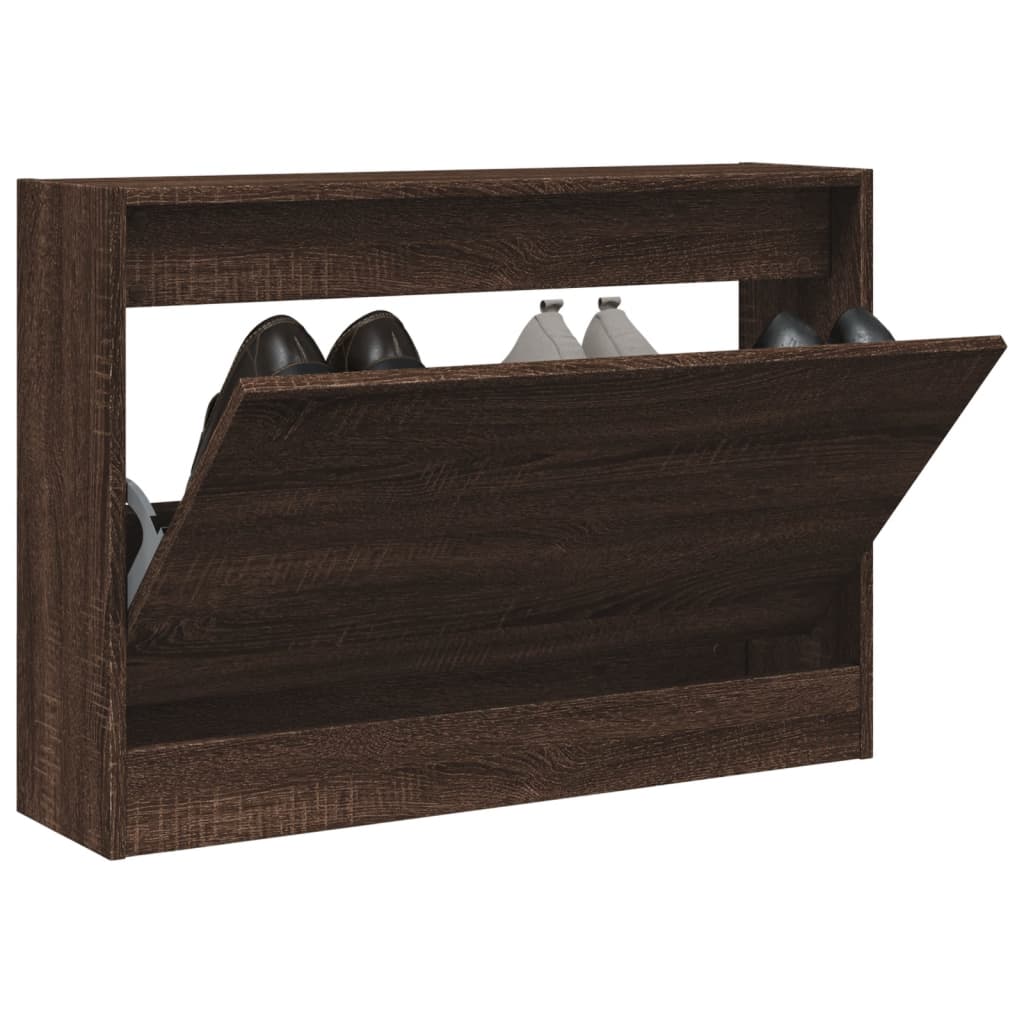 Shoe Cabinet Brown Oak Look 80x21x57 cm Wood Material