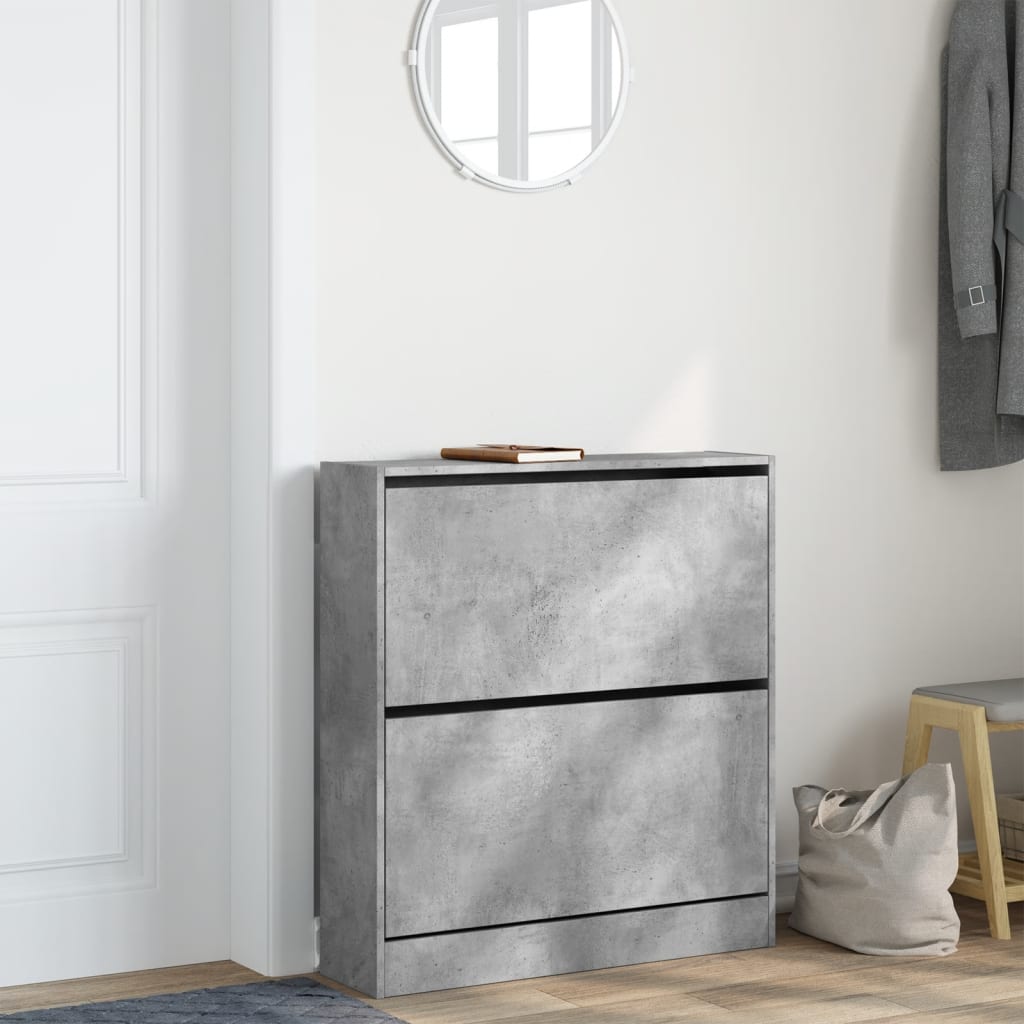 Shoe Cabinet Concrete Grey 80x21x87.5 cm Wood Material