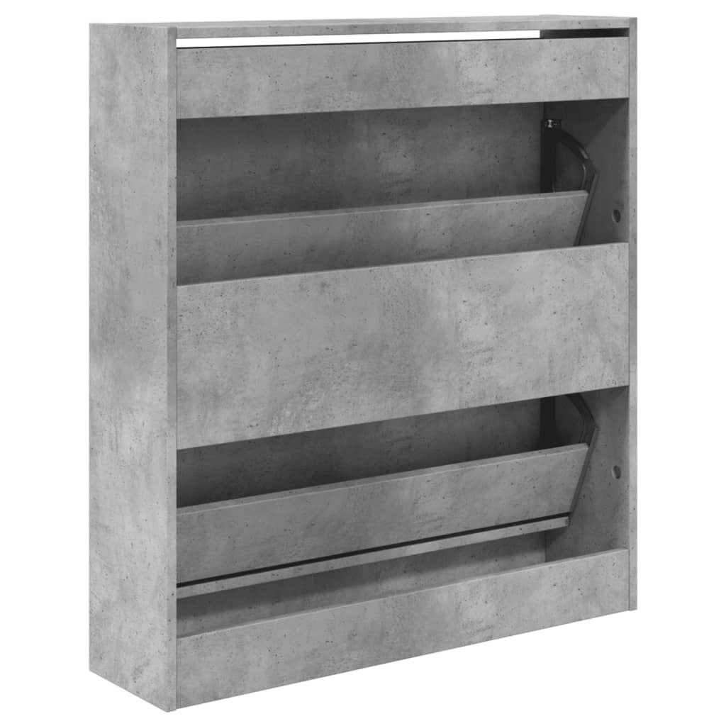 Shoe Cabinet Concrete Grey 80x21x87.5 cm Wood Material
