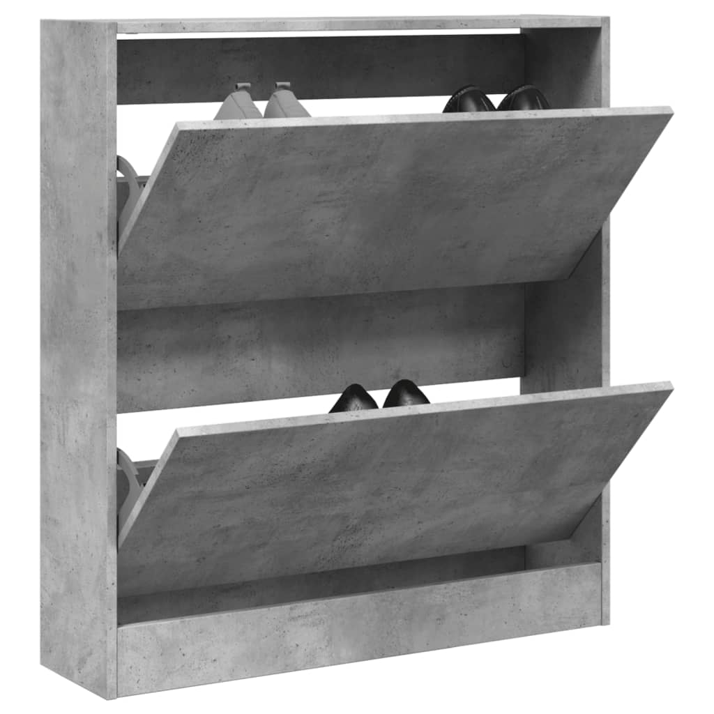 Shoe Cabinet Concrete Grey 80x21x87.5 cm Wood Material