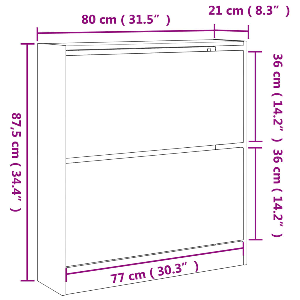 Schuhschrank Räuchereiche 80x21x87,5 cm Holzwerkstoff
