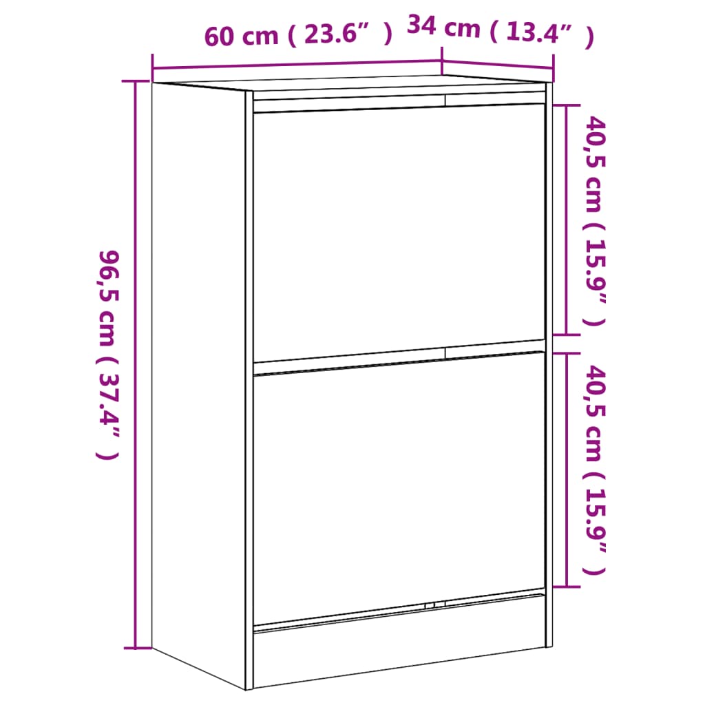 Shoe Cabinet Concrete Grey 60x34x96.5 cm Wood Material