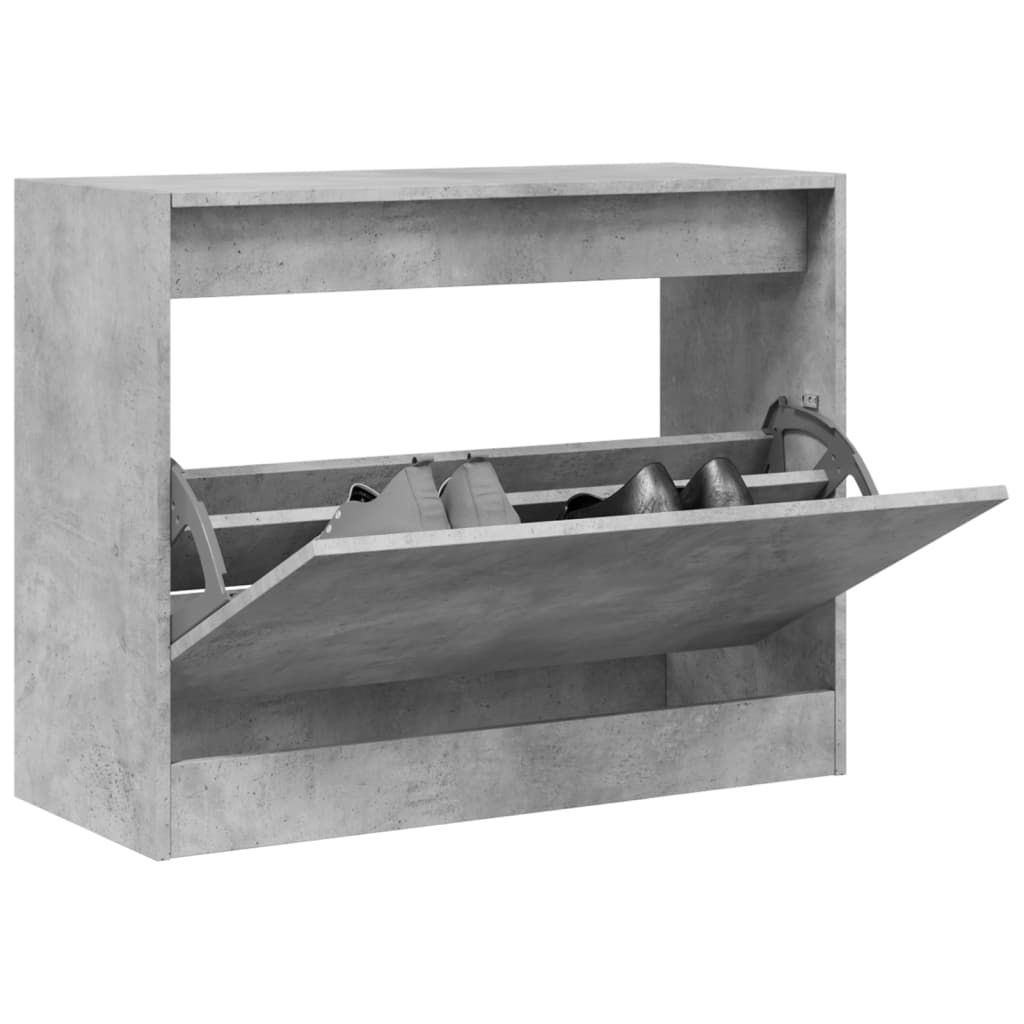 Shoe Cabinet Concrete Grey 80x34x63 cm Wood Material