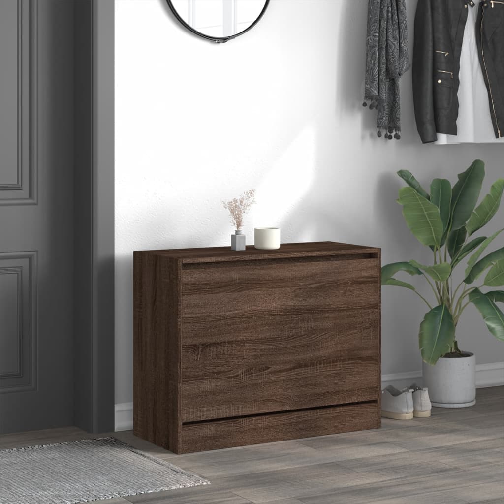 Shoe Cabinet Brown Oak Look 80x34x63 cm Wood Material