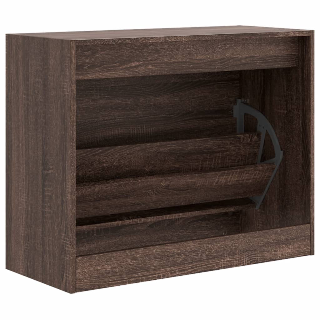 Shoe Cabinet Brown Oak Look 80x34x63 cm Wood Material
