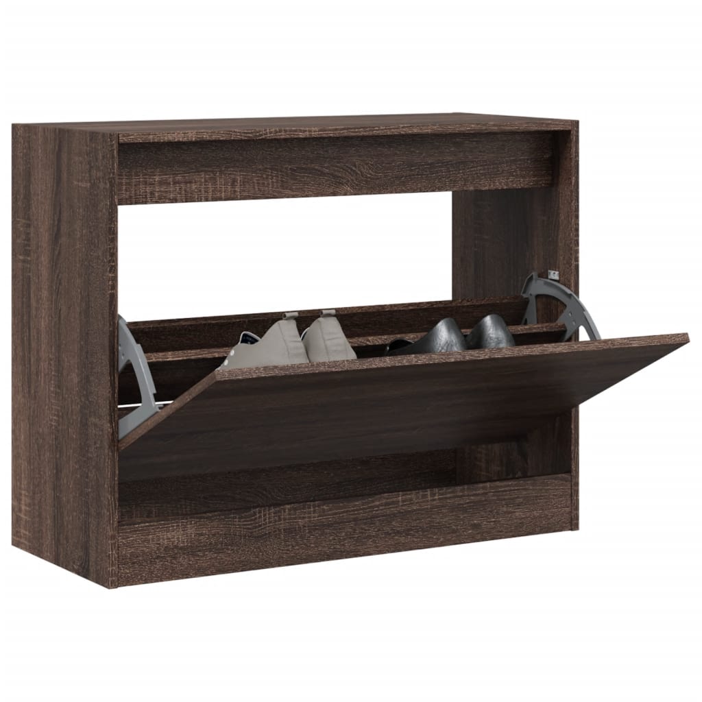 Shoe Cabinet Brown Oak Look 80x34x63 cm Wood Material